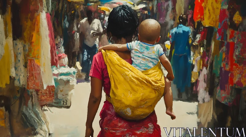 AI ART A Mother's Journey Through the Market