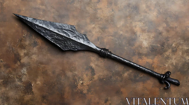 Ancient Spear on Rustic Background AI Image