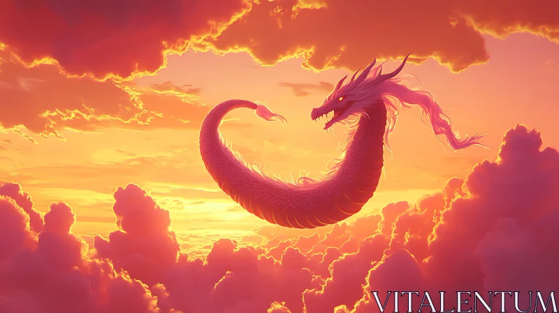 AI ART Dragon Soaring in a Sunset Sky