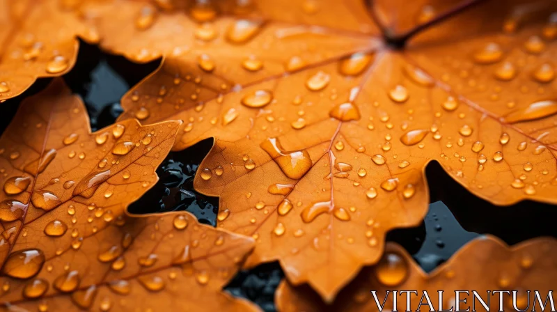 Eco-Friendly Craftsmanship in Nature: Autumn Leaves with Water Droplets AI Image