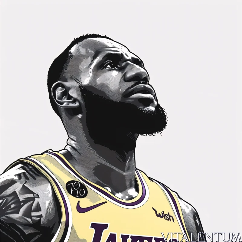 AI ART LeBron James Artwork in Lakers Jersey