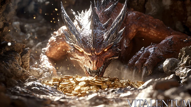 AI ART Guardian of Gold: Dragon Fantasy Art