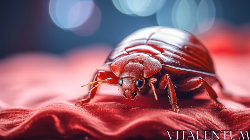 Intriguing Red Insect on Red Cloth: A Study in Object Portraiture AI Image