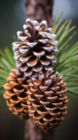 Nature's Symphony: Pine Cones on a Tree Branch