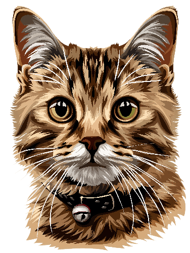 Realistic Vector Illustration of Cat with Green Eyes and Brown Fur POD Design