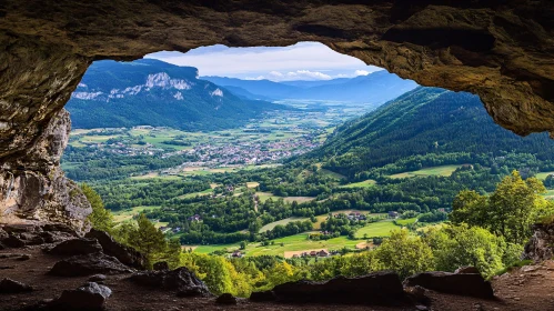 Scenic Landscape through Cave