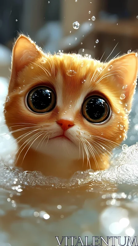 Cute Kitten with Big Eyes AI Image