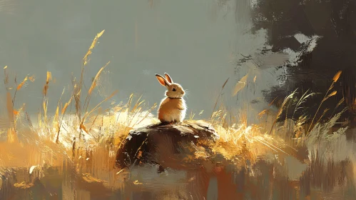 Peaceful Rabbit Surrounded by Light