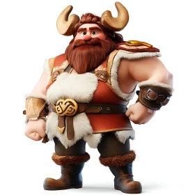 Stylized Viking Warrior with Horned Helmet