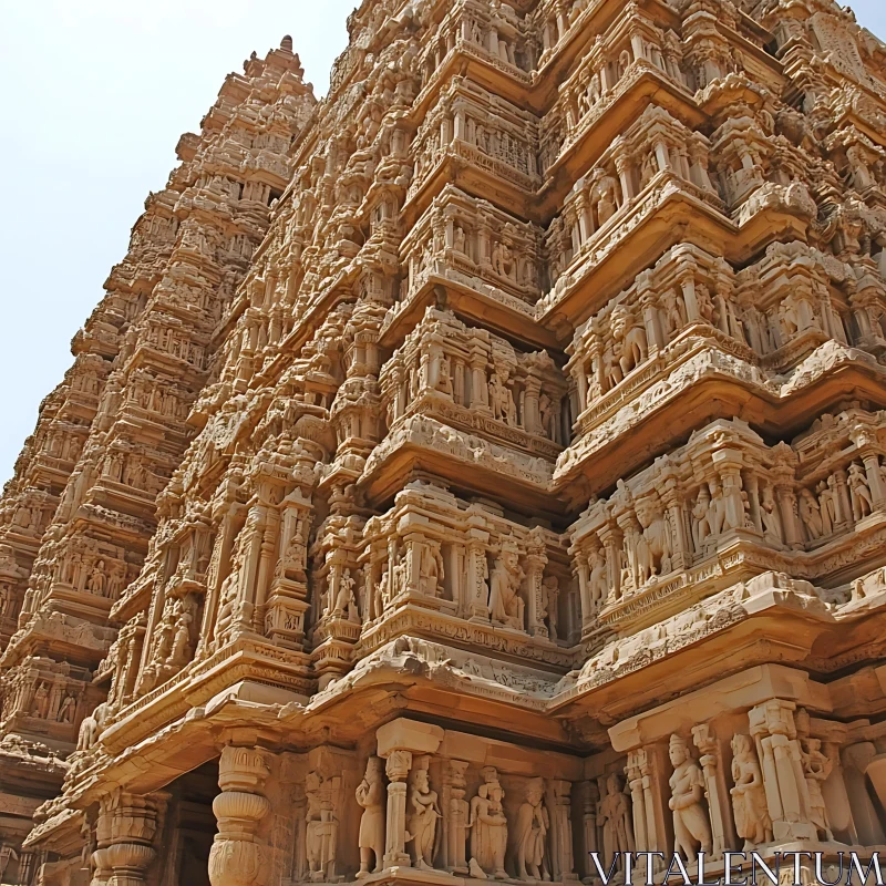 Ornate Temple Structure with Detailed Sculptures AI Image