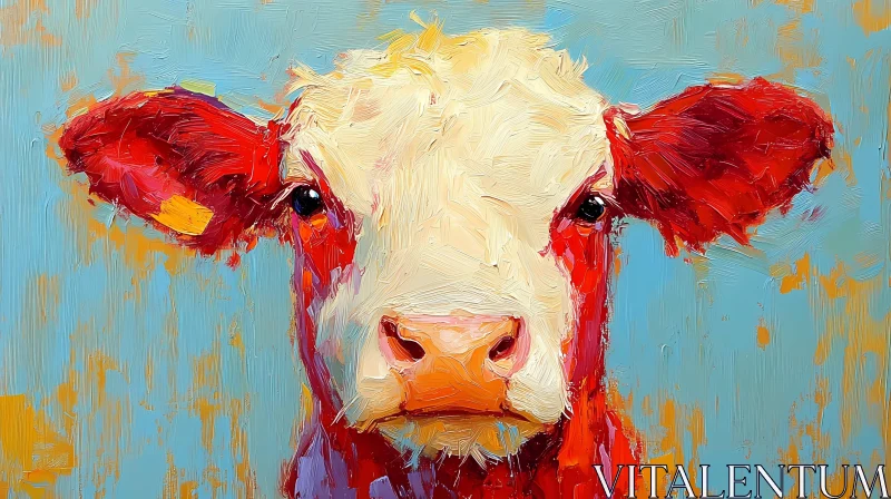 Colorful Abstract Cow Art AI Image