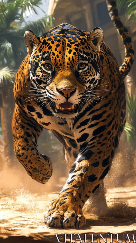 AI ART Powerful Jaguar in Jungle Ambiance