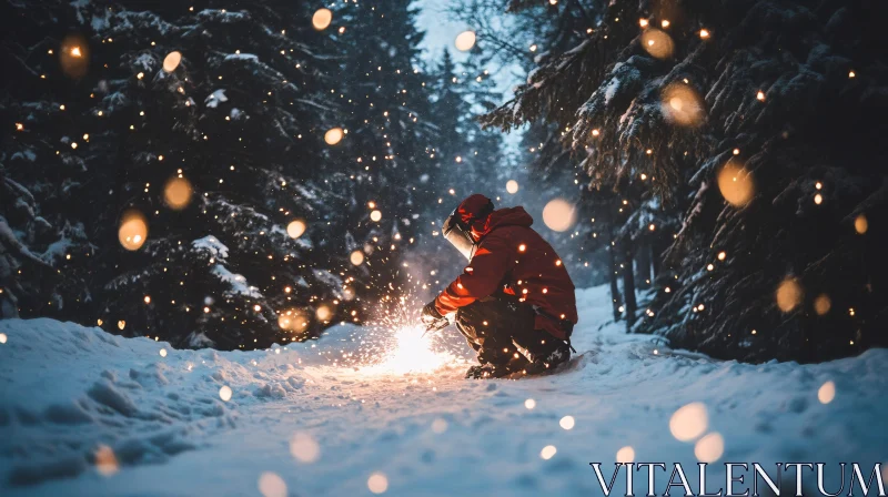 Welding Sparks in Winter Wonderland AI Image