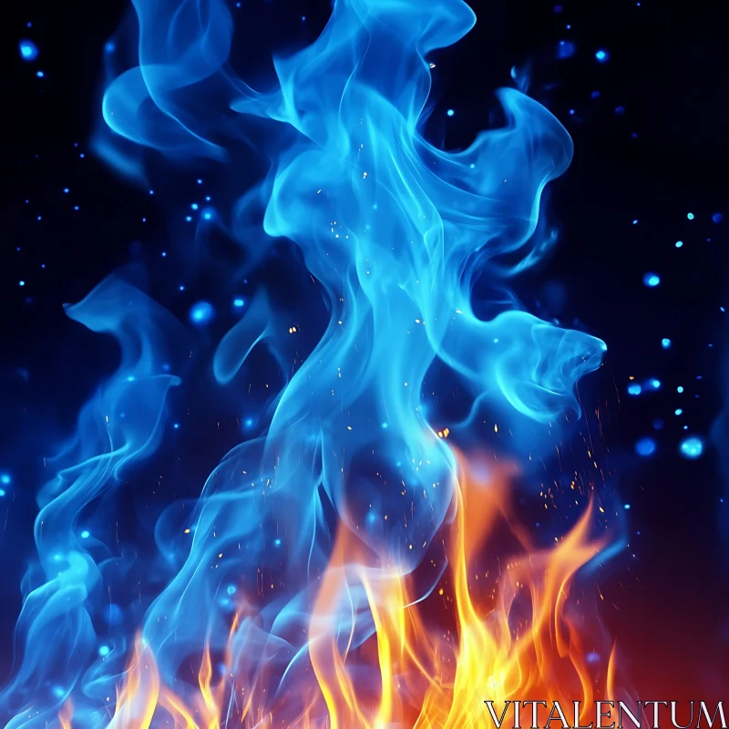 Blue and Orange Fire Contrast AI Image