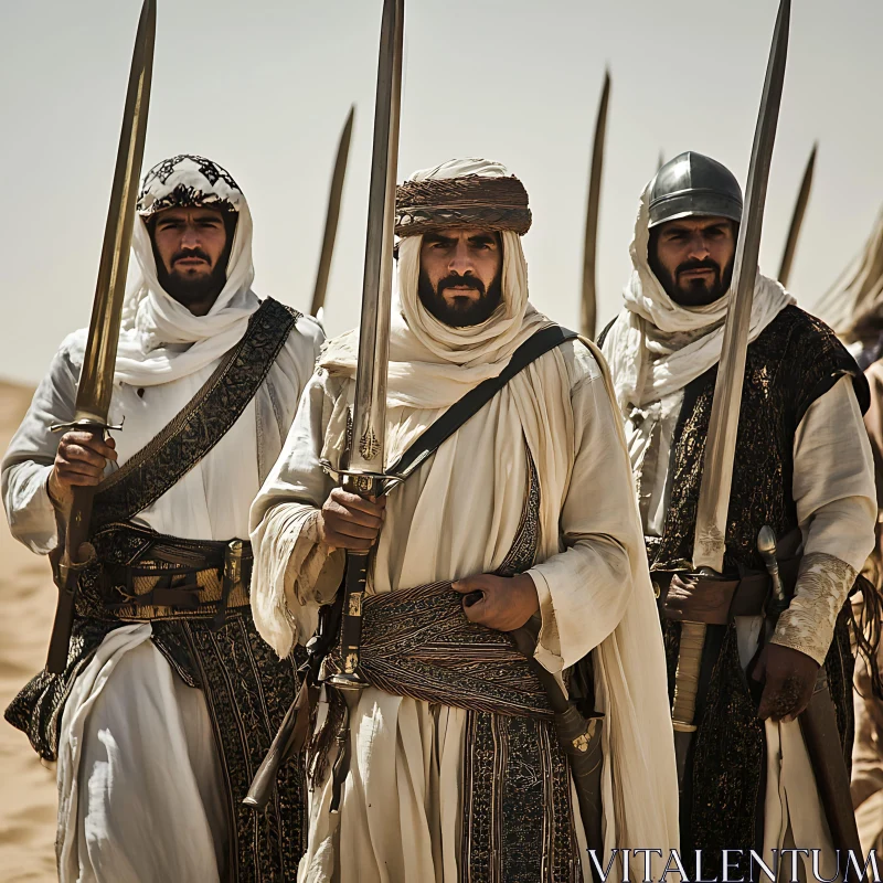 AI ART Swordsmen in Traditional Desert Attire