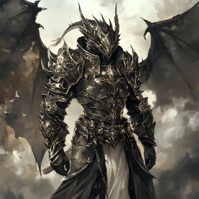 Armored Dragon Warrior with Wings