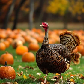 Turkey Amongst Pumpkins