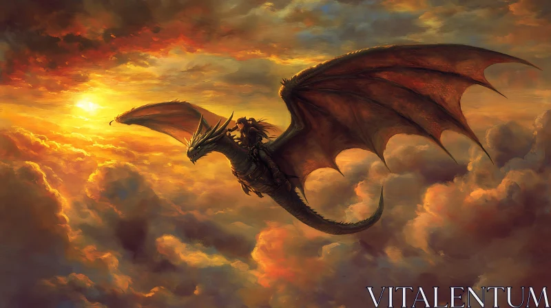 AI ART Sunset Dragon Ride