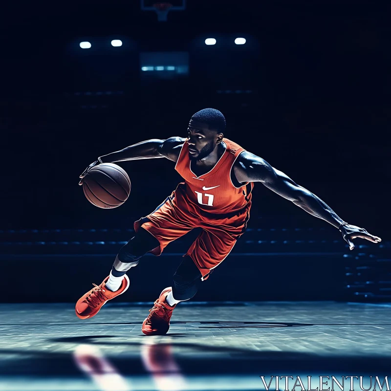 Athlete Dribbling Basketball AI Image