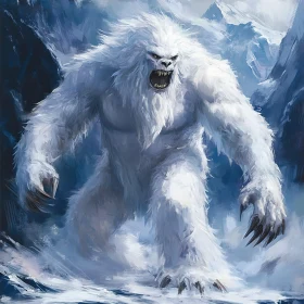 White Fur Monster in Snowy Peaks