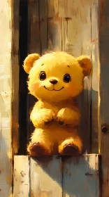 Cute Teddy Bear in Rustic Setting