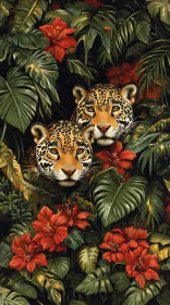 Jungle Leopards Among Vibrant Flora