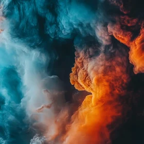 Blue and Orange Smoke Art Composition
