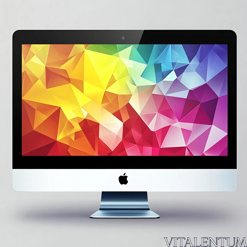 Colorful Polygonal Design on Computer Screen AI Image