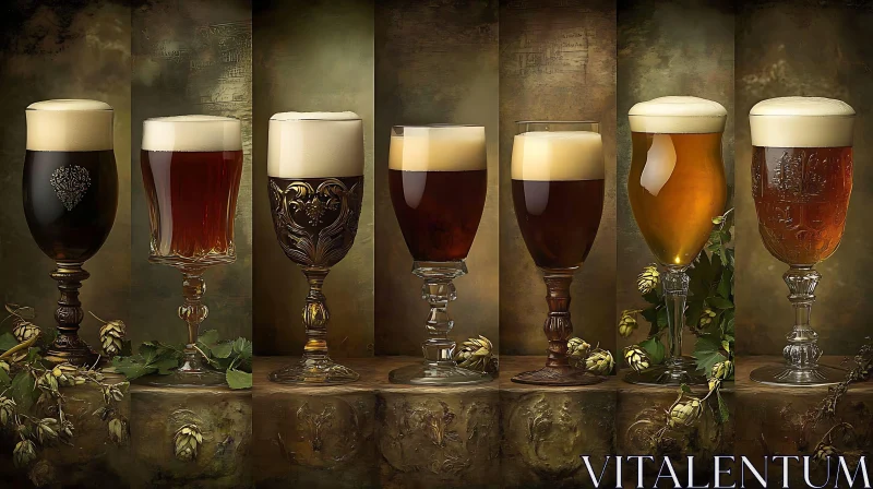 AI ART Elegant Beer Presentation: A Vintage Collection