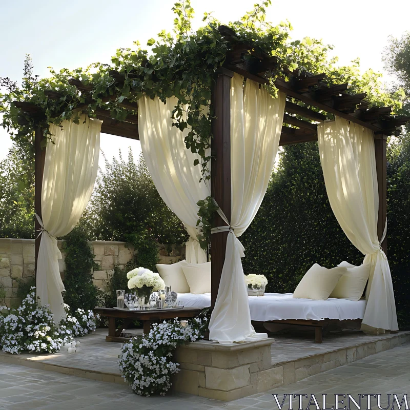 AI ART Serene Outdoor Pergola Decor