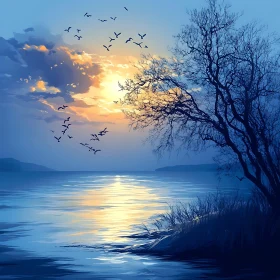 Tranquil Evening Scene at the Coast