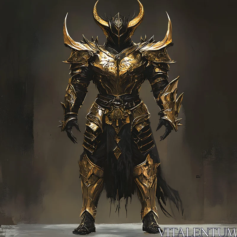 AI ART Ornate Golden Warrior with Horns