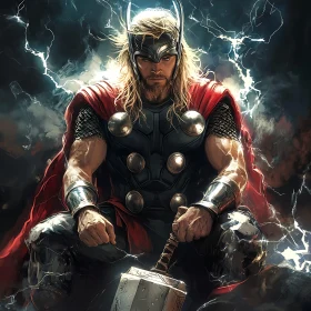 Warrior in Storm with Hammer