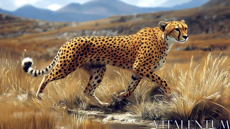 Graceful Cheetah in Natural Habitat AI Image