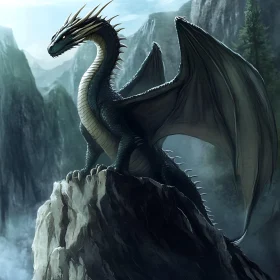 Dragon on Mountain: A Fantasy Realm Creature