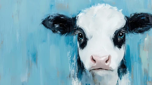 Artistic Cow Portrait in Blues