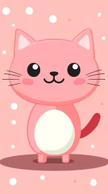 Whimsical Pink Cat Cartoon Art