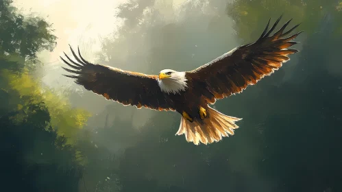 Regal Eagle Soaring Over Trees
