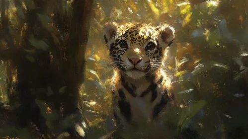 Forest Wildlife Art: Jaguar Cub