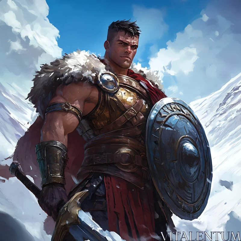 AI ART Armored Warrior with Sword and Shield