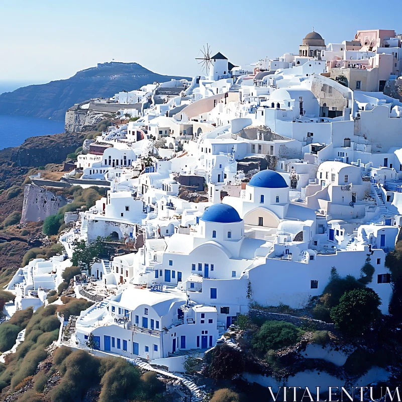 White Houses in Santorini, Greece AI Image