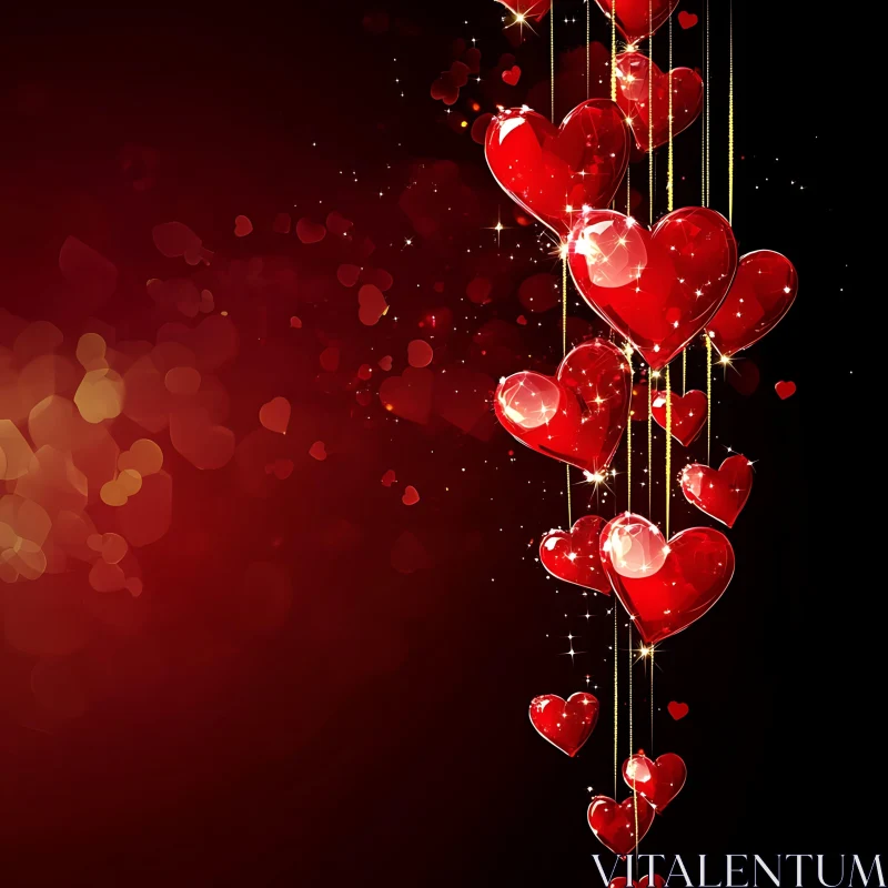 Romantic Hearts on Dark Backdrop AI Image