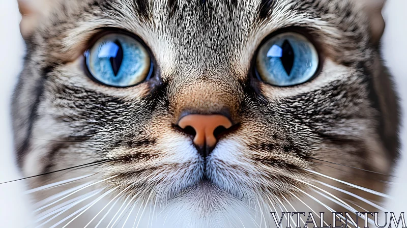 Feline Face with Blue Eyes AI Image