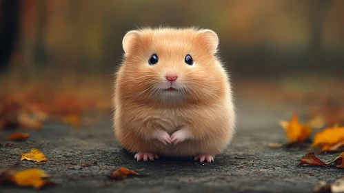 Cute Hamster in Fall Setting