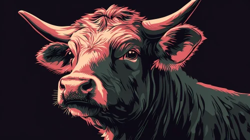 Artistic Cow Head Illustration
