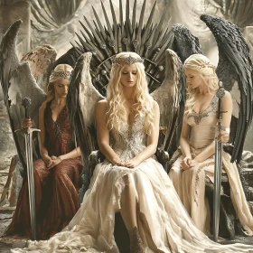 Three Angelic Women on Throne