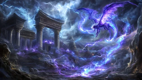 Dragon with Blue Lightning