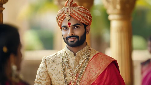 Groom in Traditional Wedding Dress