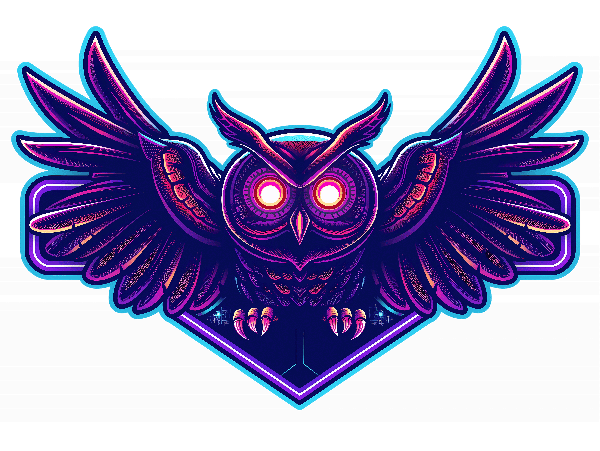 Vibrant Neon Owl Art POD Design