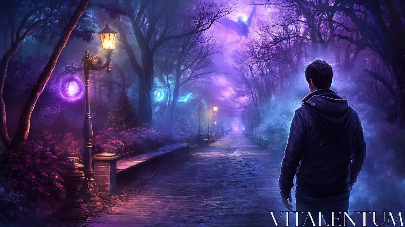 Man in the Purple Night AI Image